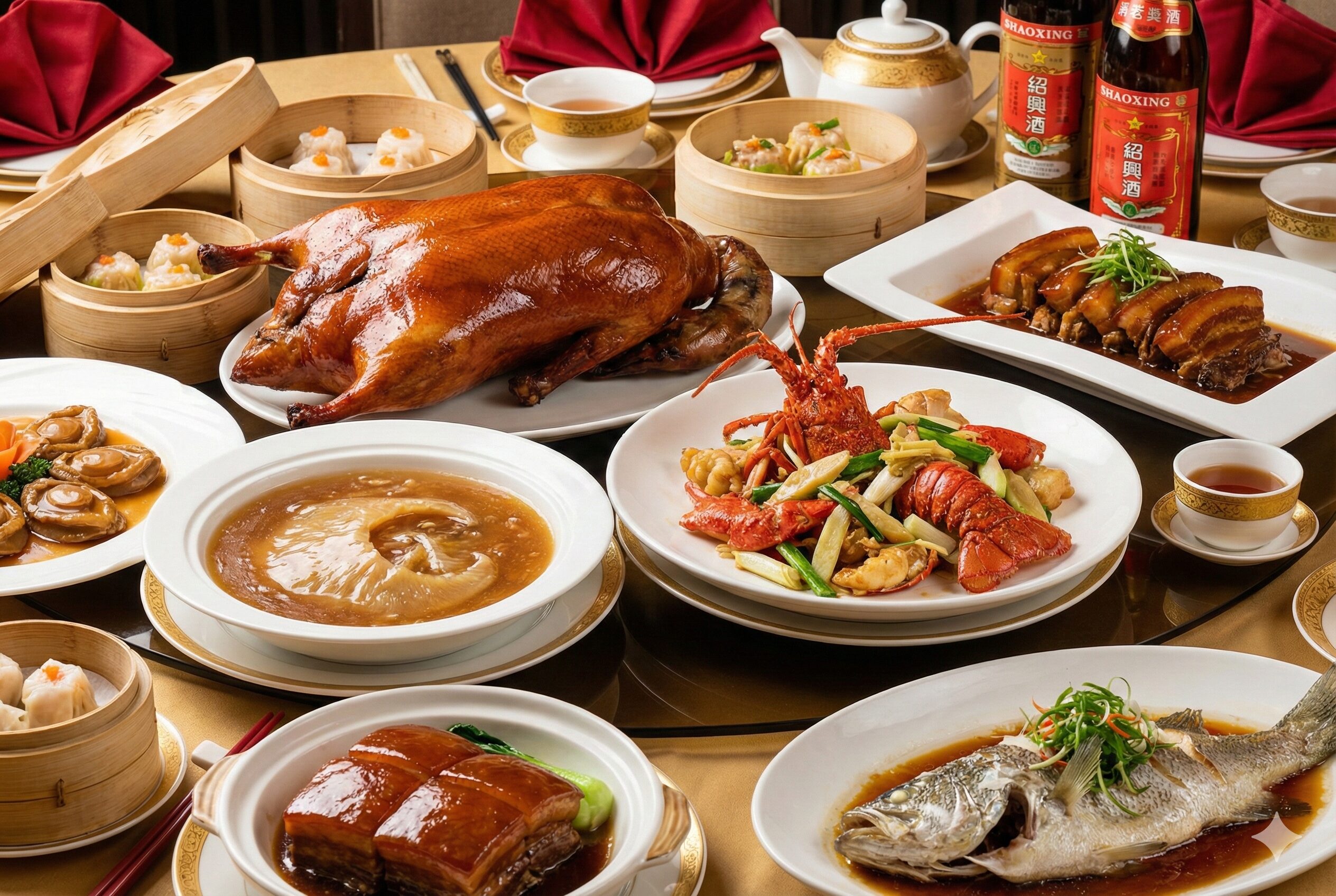 忘年会をイメージして、中華風でおいしそうな画像を！と指示してAIが作ってくれました